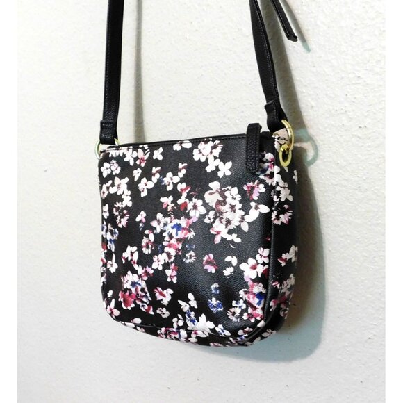 Liz Claiborne Clementine Classical Floral Crossbody Womens Black Pink White Blue - Picture 13 of 14